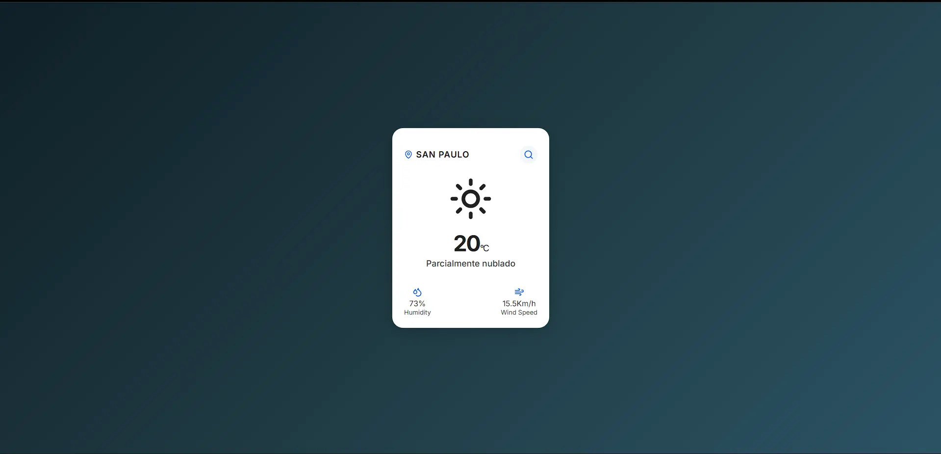 Aplicativo de previsão do tempo com interface moderna