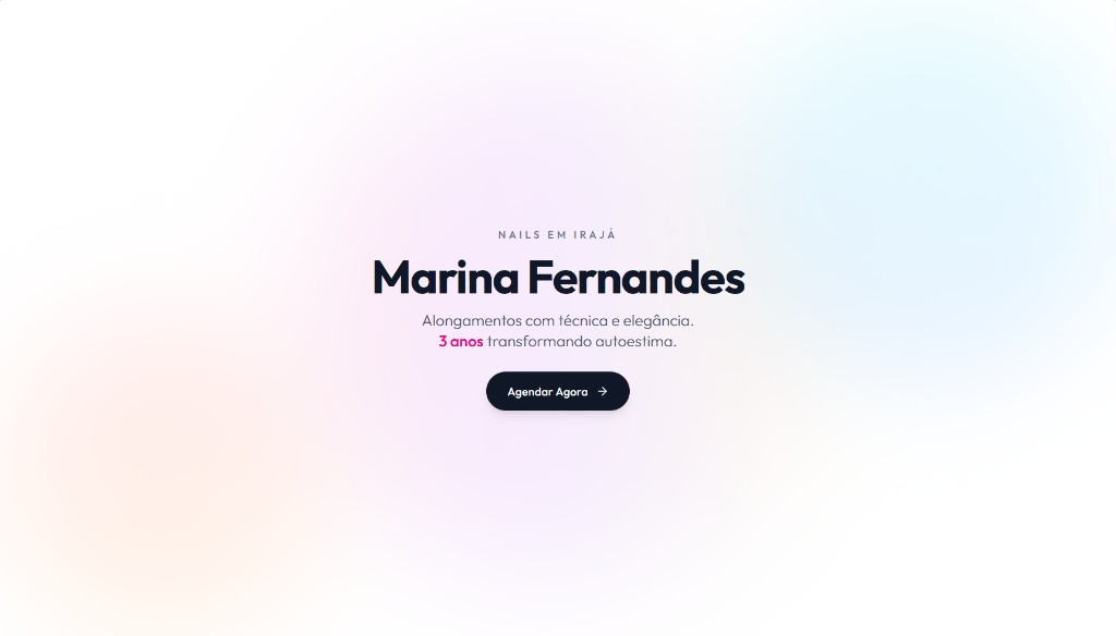 Landing page para Marina Nails Designer com foco em agendamento via WhatsApp desenvolvido pela Moozv