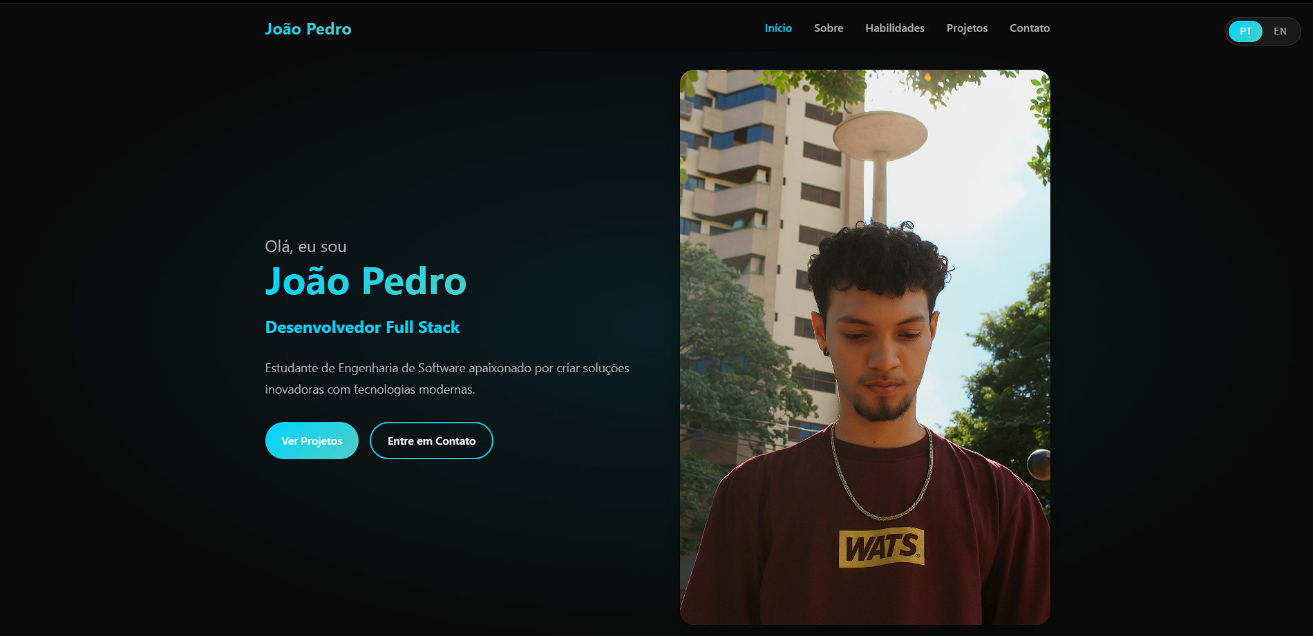 Segunda versão do portfolio pessoal com design aprimorado